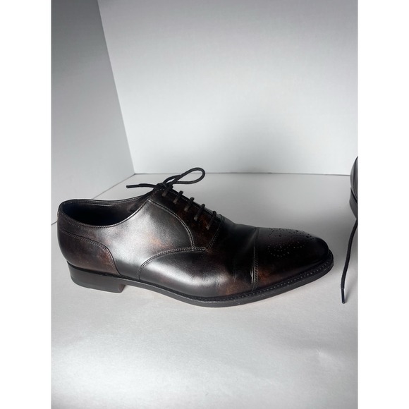 John Lobb Hartland Oxford Shoes 9 US Brown Leather Cap Toe Brogue Dress UK Made - Picture 11 of 16
